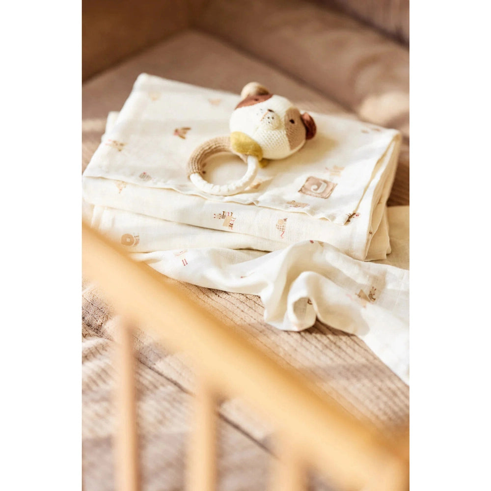 Jollein - Langes hydrophiles/Swaddle 115x115cm - 2 pièces - Animal Friends