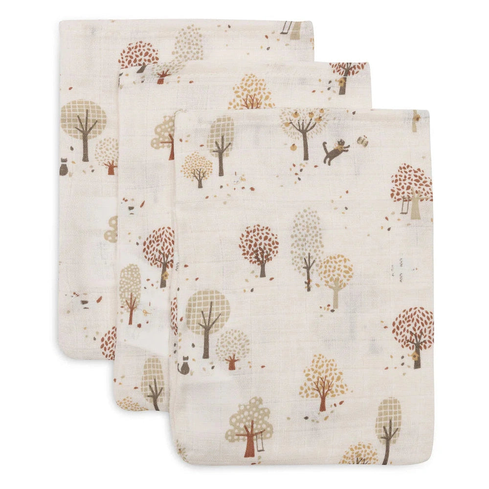 Jollein Gants de toilette en mousseline hydrophile lot de 3 - Tiny Park