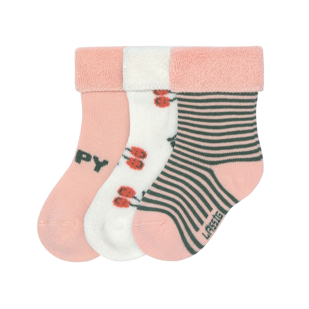Lässig lot de 3 chaussettes éponge GOTS - Cherry Peach