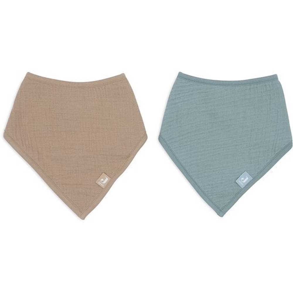Bavoir bandana Jollein - vert d’eau/biscuit, lot de 2