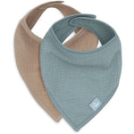 Jollein bavoir bandana - vert d’eau/biscuit lot de 2