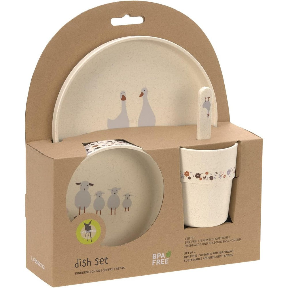Lässig – Set de repas PP/Cellulose Tiny Farmer Mouton/Oie