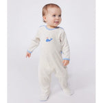 Petit Bateau Pyjama bébé en velours avec fermeture au dos - Baleine
