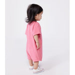 Petit Bateau Combinaison courte bébé en éponge de coton uni à manches courtes - rose vif
