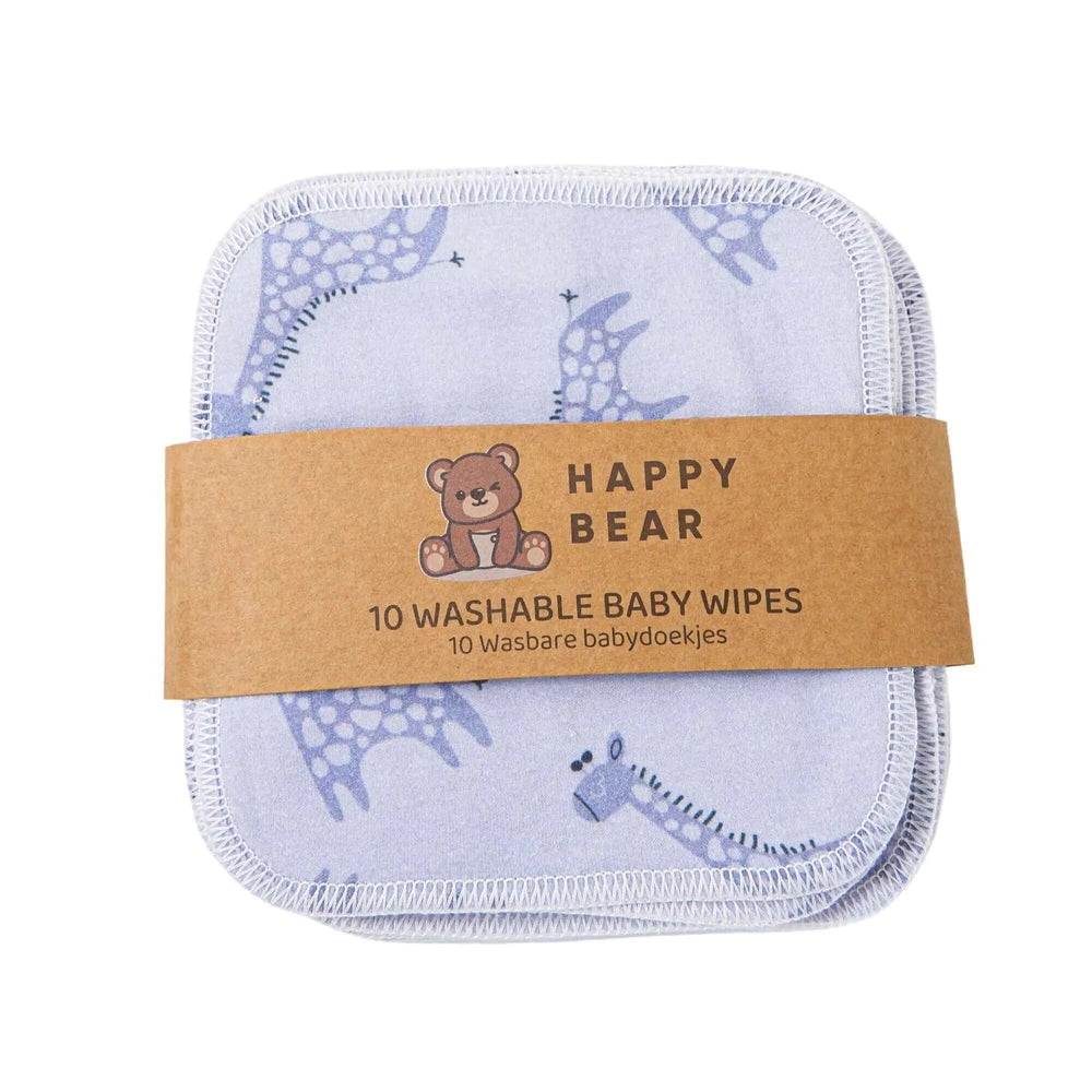 Happy Bear Lot de 10 lingettes pour bébé - Blue Giraffe