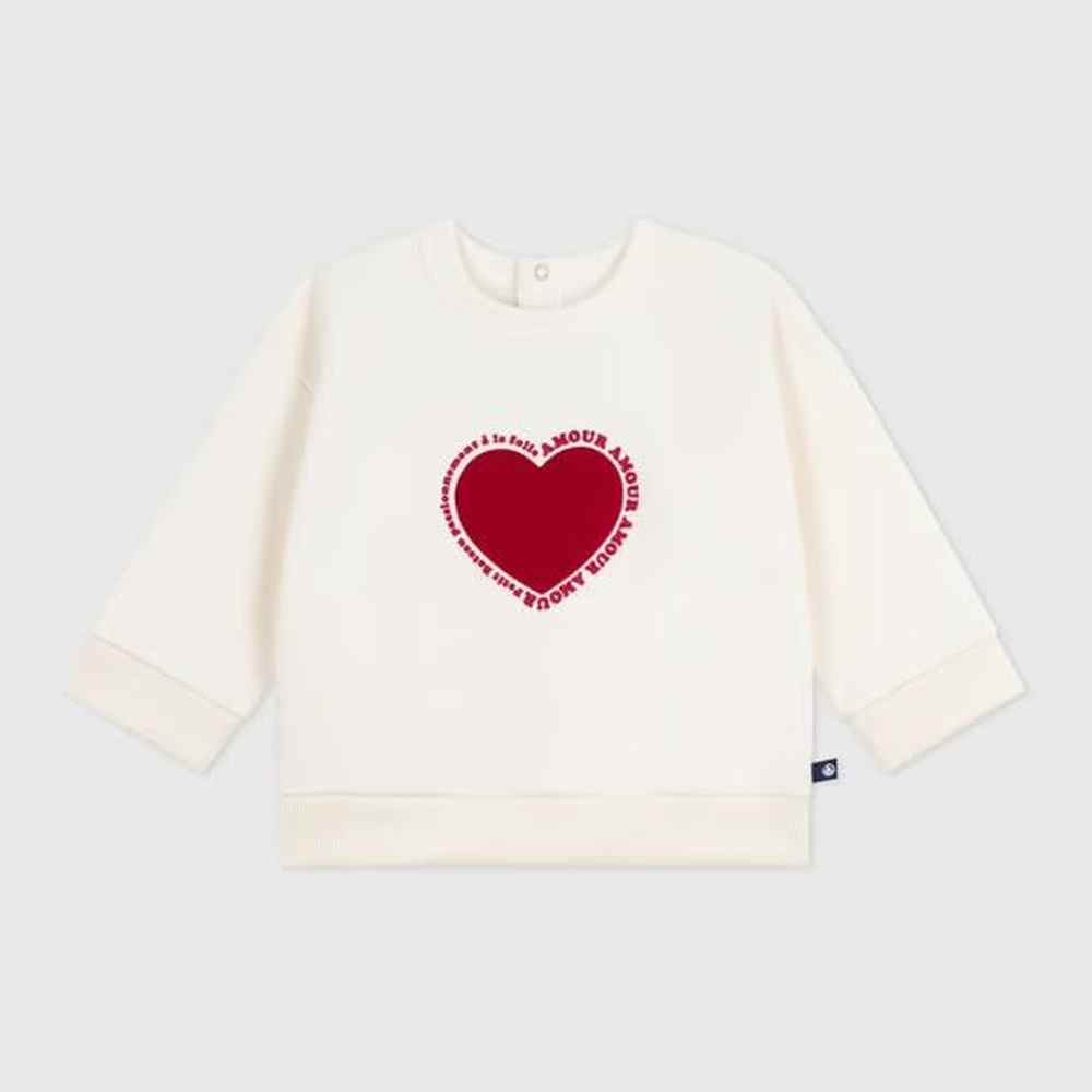 Sweat-shirt en coton à motif cœur
