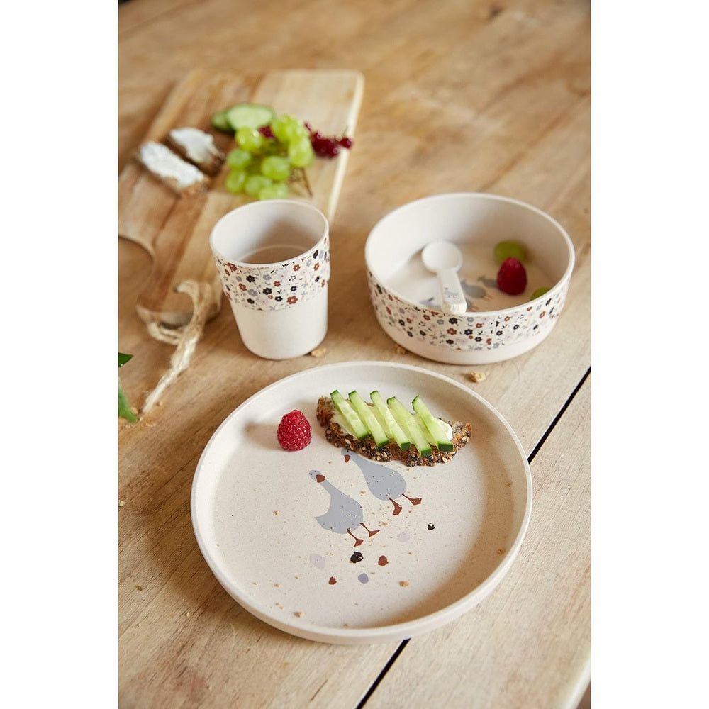 Lässig – Set de repas PP/Cellulose Tiny Farmer Mouton/Oie