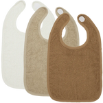 Meyco Lot de 3 bavoirs en tissu éponge - blanc cassé/sable/toffee