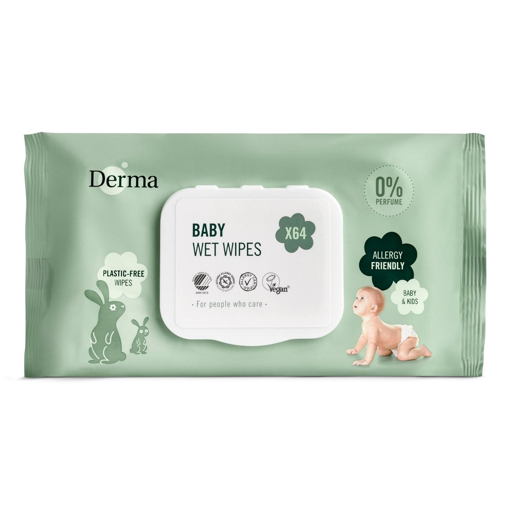 Derma Lingettes humides 0 % parfum - 64 pièces