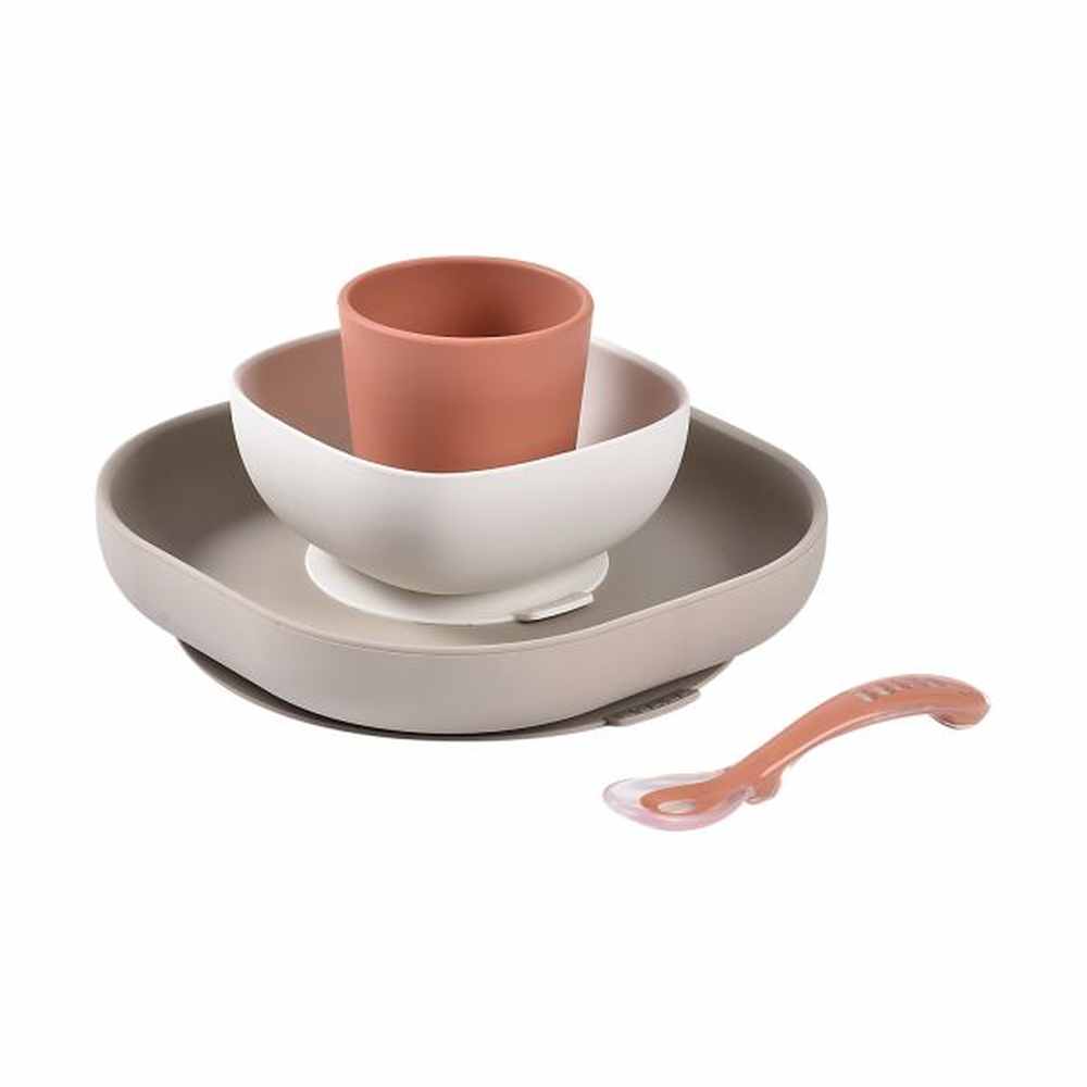 Béaba Set de repas en silicone - Terracotta 4 pièces