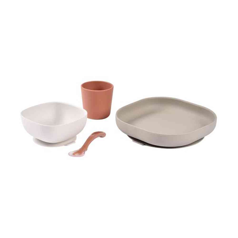 Béaba Service repas en silicone - Terracotta 4 pièces