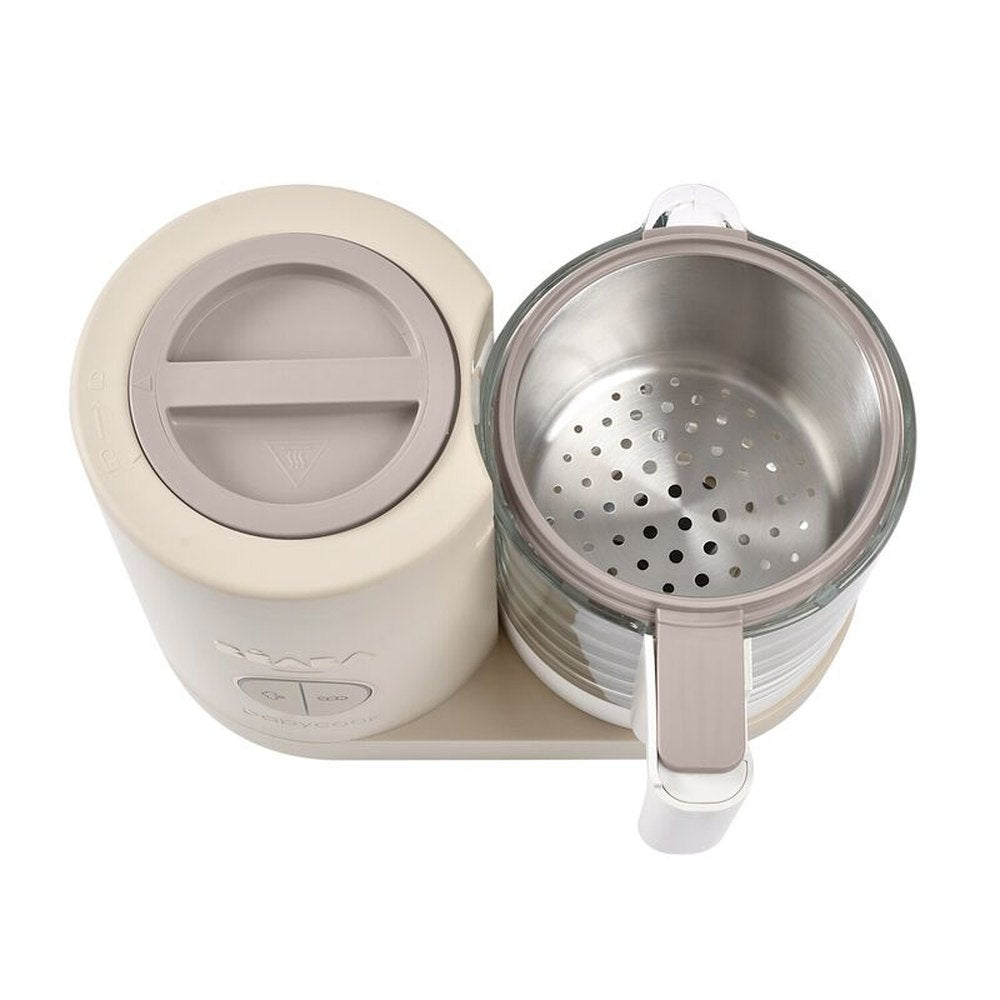 Robot de cuisine Béaba Babycook Neo – Préparateur de repas pour bébé beige | Bol en verre et panier en inox – cuiseur vapeur et blender