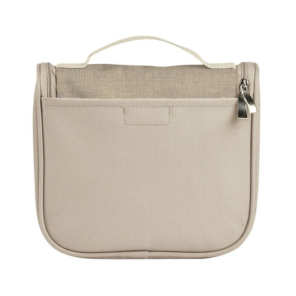 Béaba Trousse de toilette/soins - Beige | Thermomètre de bain, ciseaux, coupe-ongles, brosse, anneau de dentition, mouche-bébé et lime à ongles