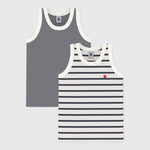 Petit Bateau Lot de 2 débardeurs rayés sans manches pour garçon