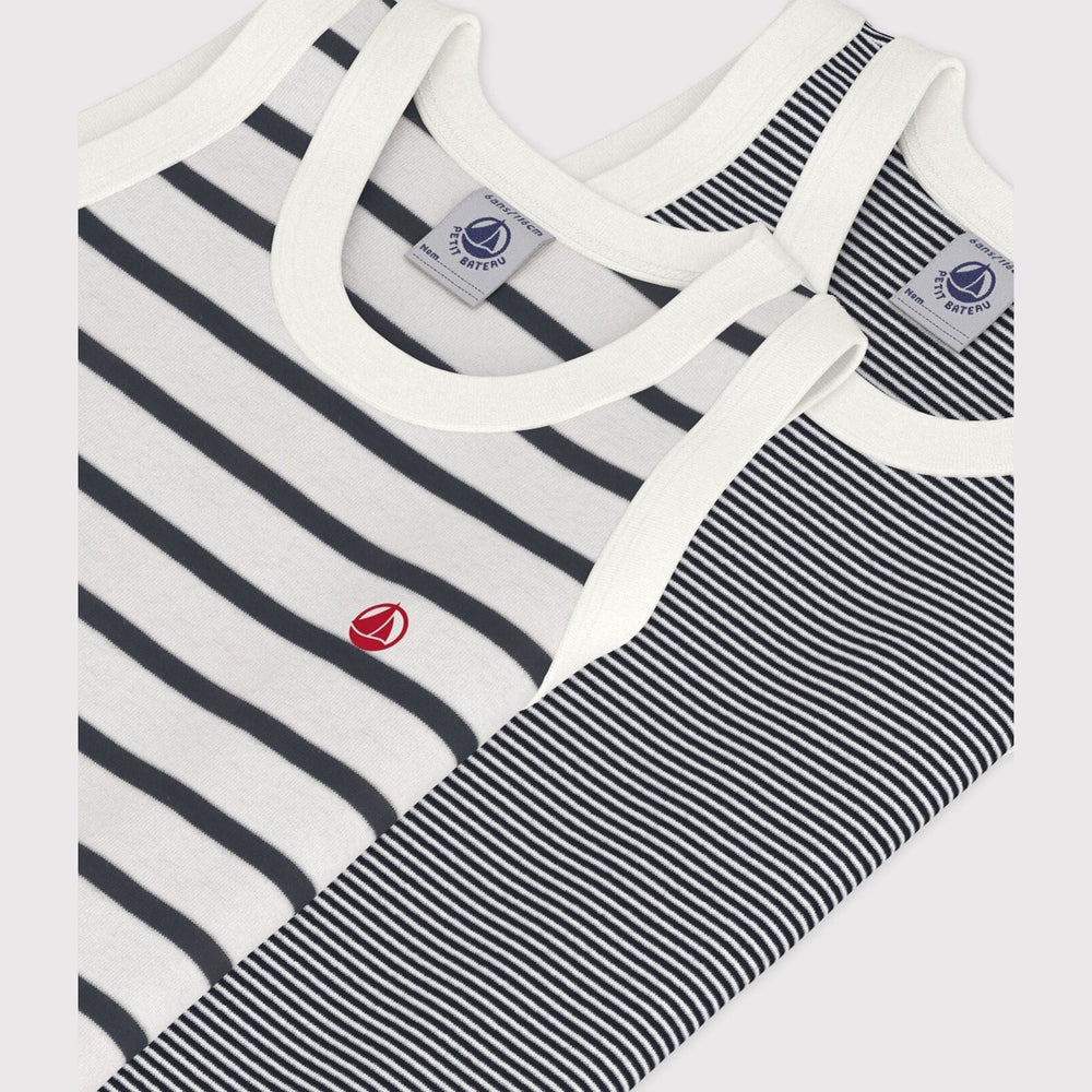 Lot de 2 débardeurs rayés sans manches pour garçons Petit Bateau