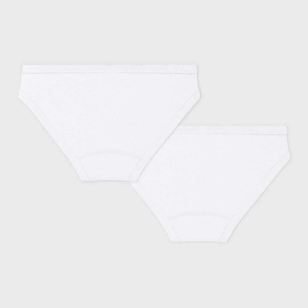 Petit Bateau Lot de 2 culottes blanches pour fille