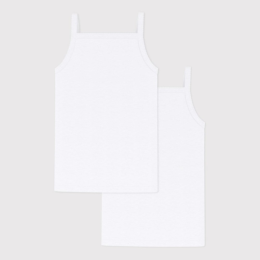 Lot de 2 débardeurs blancs à fines bretelles Petit Bateau
