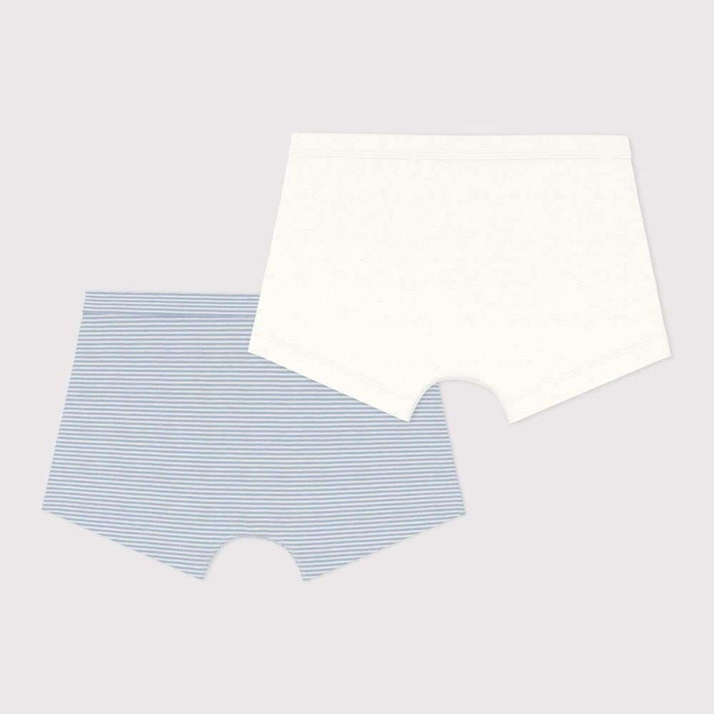 Petit Bateau Lot de 2 boxers pour garçon - rayé blanc/bleu clair et blanc