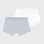 Petit Bateau Lot de 2 boxers pour garçon - rayé blanc/bleu clair et blanc