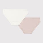 Petit Bateau Lot de 2 culottes pour fille blanches à rayures roses et blanches