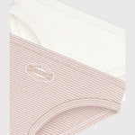 Petit Bateau Lot de 2 culottes pour filles blanc-rose rayé et blanc