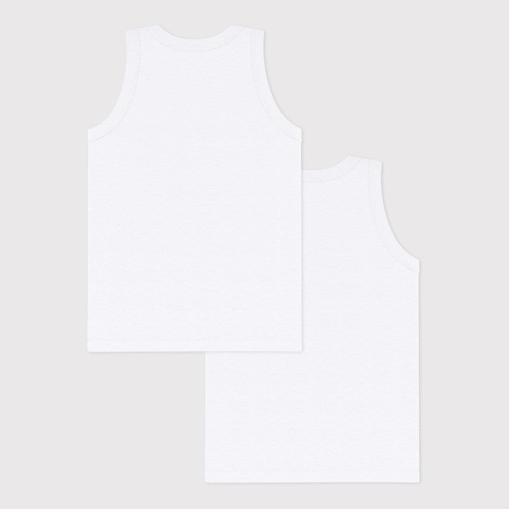 Lot de 2 débardeurs blancs sans manches pour garçon Petit Bateau