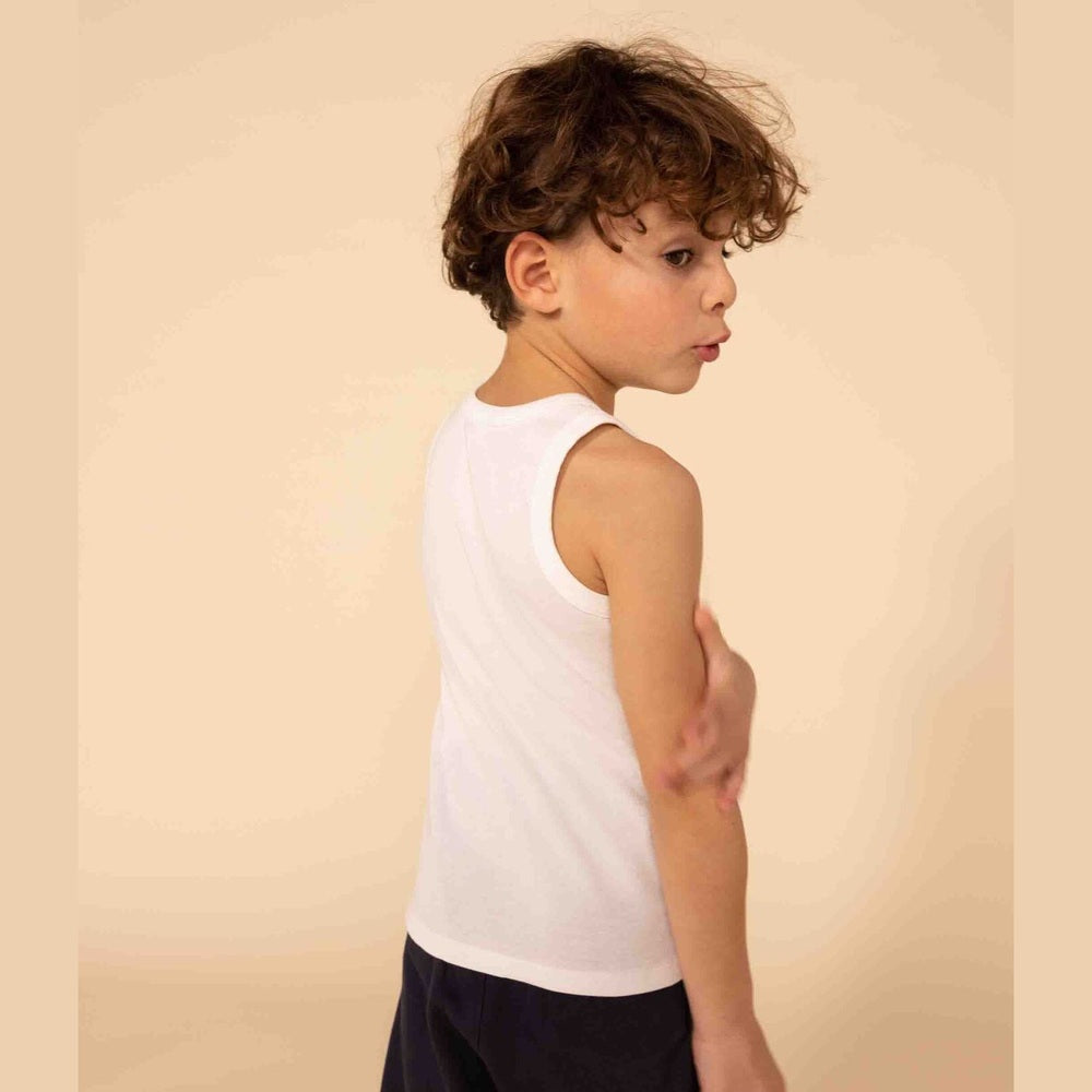 lot de 2 débardeurs blancs sans manches pour garçons Petit Bateau