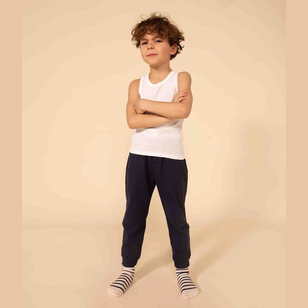 Petit Bateau Lot de 2 maillots de corps blancs sans manches pour garçon