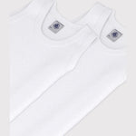 Petit Bateau Lot de 2 sous-vêtements blancs sans manches pour garçon