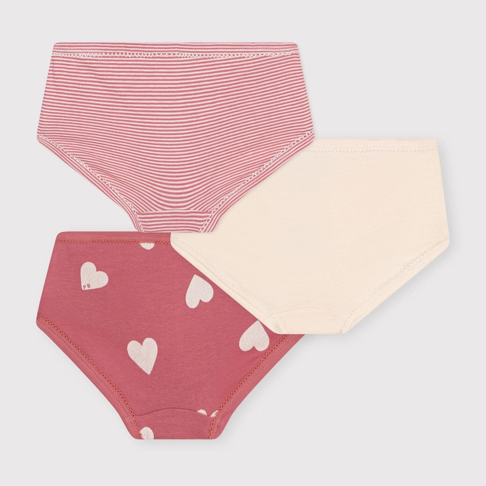 Lot de 3 shorties taille haute pour filles - Cœurs