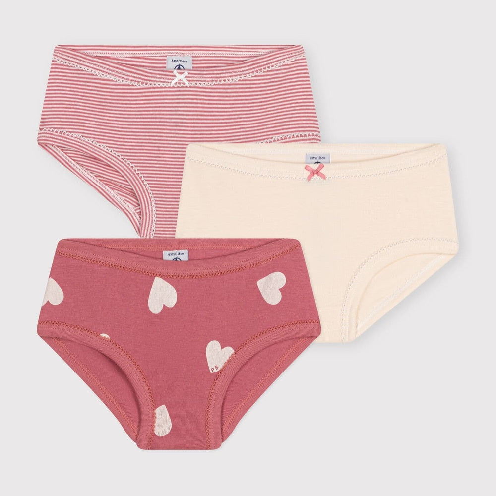 Lot de 3 shorties taille haute pour filles - Cœurs
