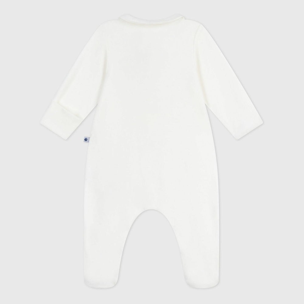 Petit Bateau Pyjama bébé en velours uni avec col