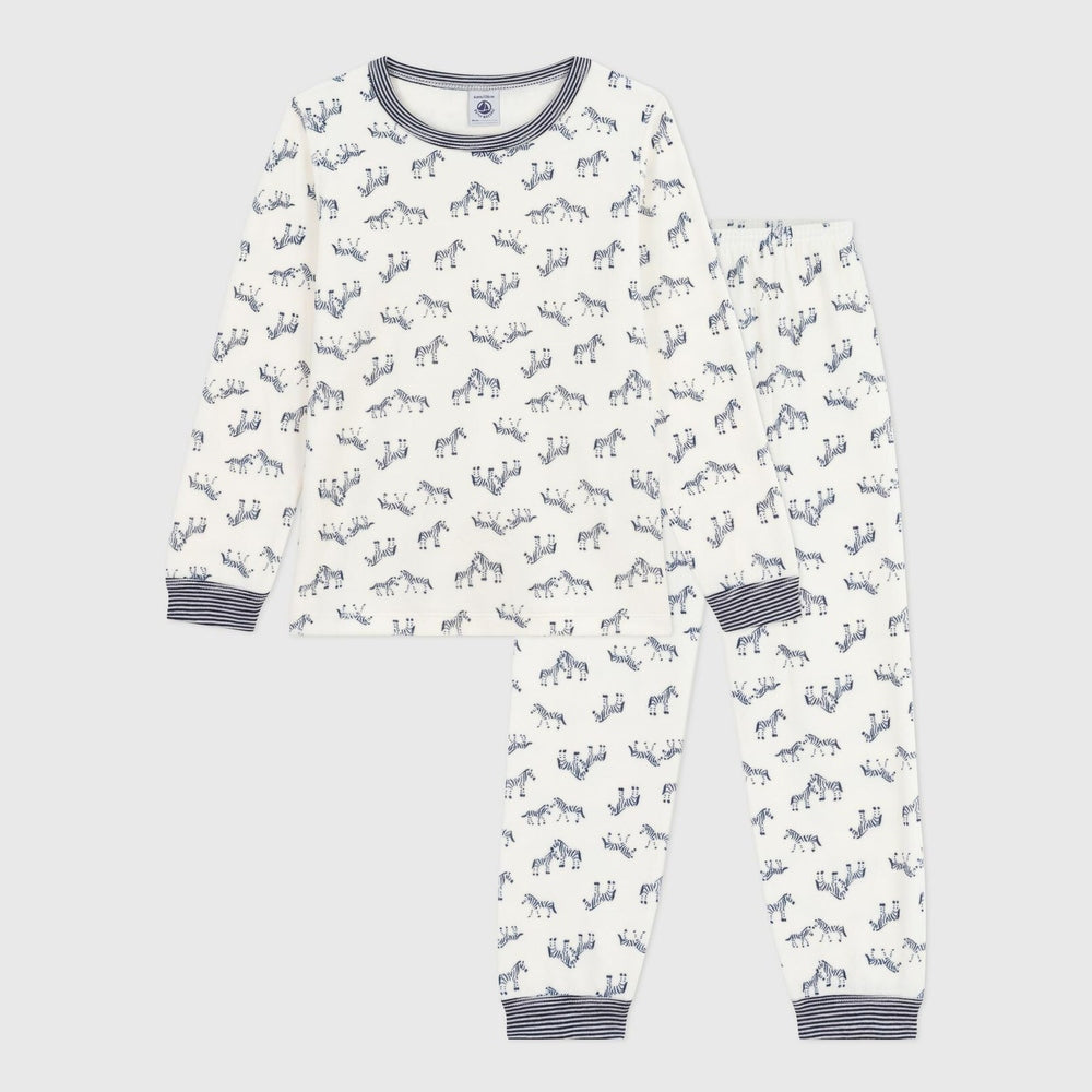 Pyjama enfant en velours Petit Bateau - imprimé zèbre