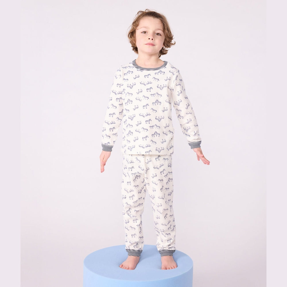Pyjama enfant en velours Petit Bateau - imprimé zèbre