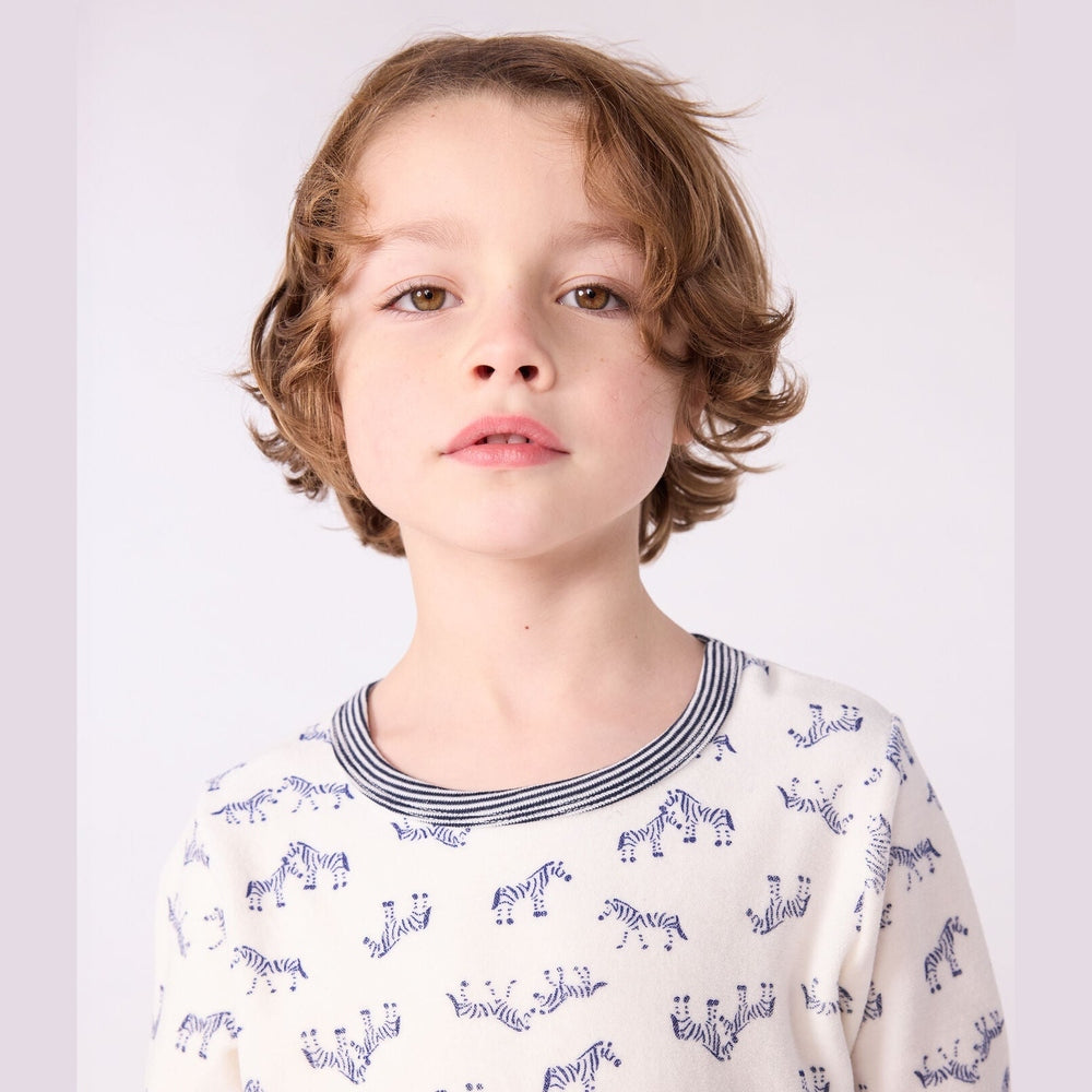 Petit Bateau Pyjama enfant en velours - imprimé zèbre