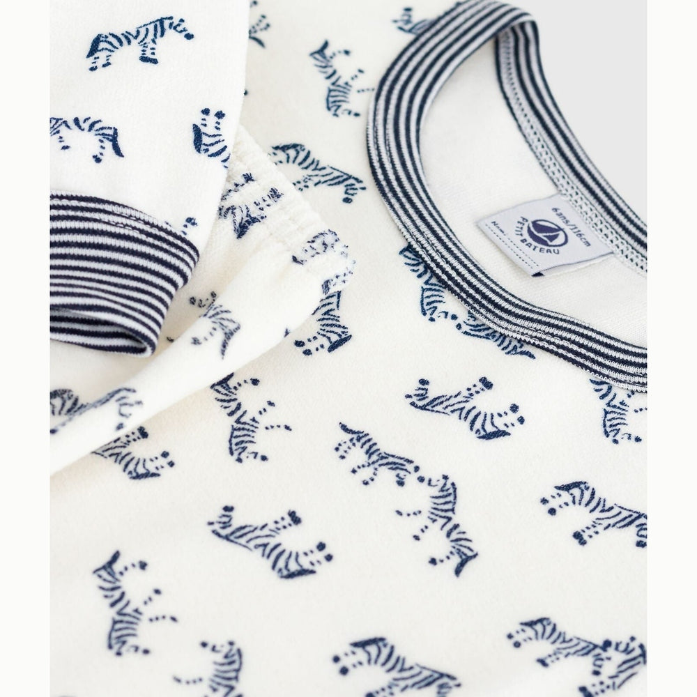 Pyjama enfant en velours Petit Bateau - imprimé zèbre
