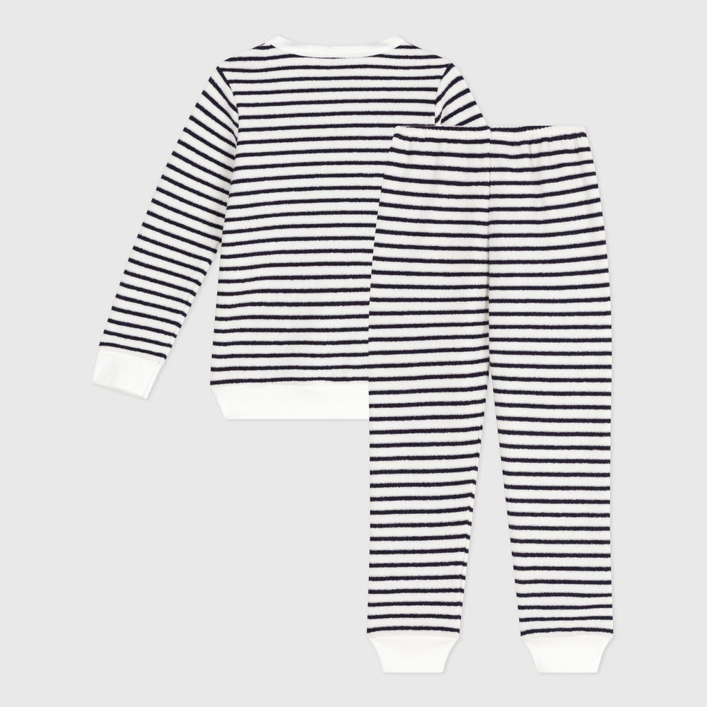 Pyjama en éponge de coton à rayures Petit Bateau