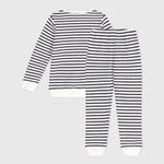 Pyjama en éponge de coton à rayures Petit Bateau