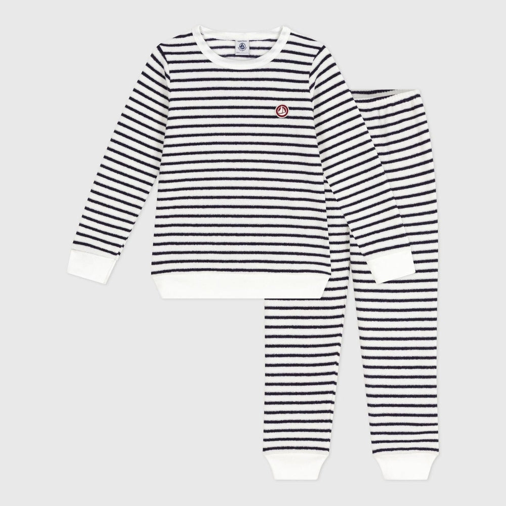 Petit Bateau Pyjama en éponge de coton à rayures