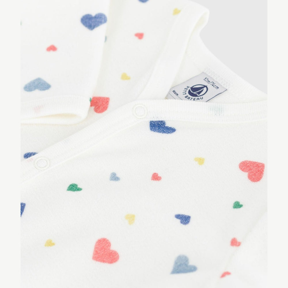Petit Bateau Pyjama bébé en velours avec imprimé cœurs
