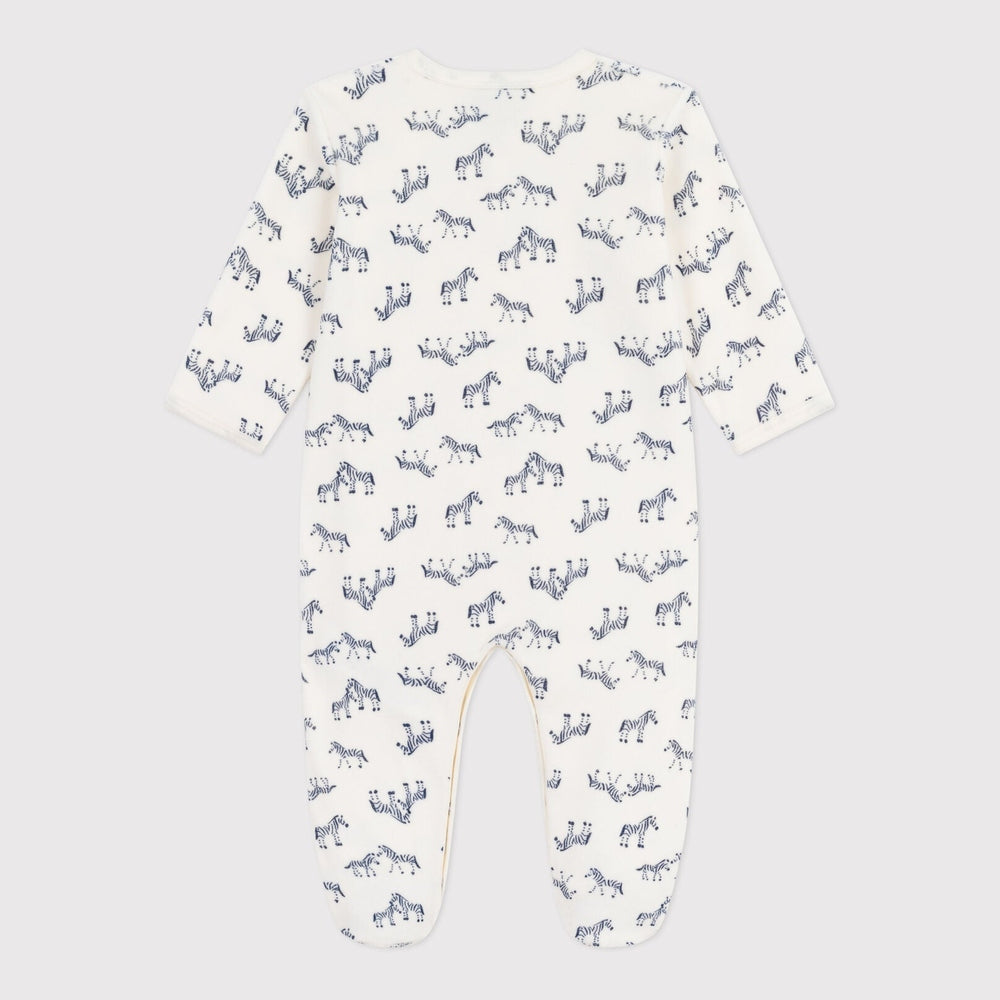 Pyjama bébé en velours Petit Bateau à imprimé zèbre