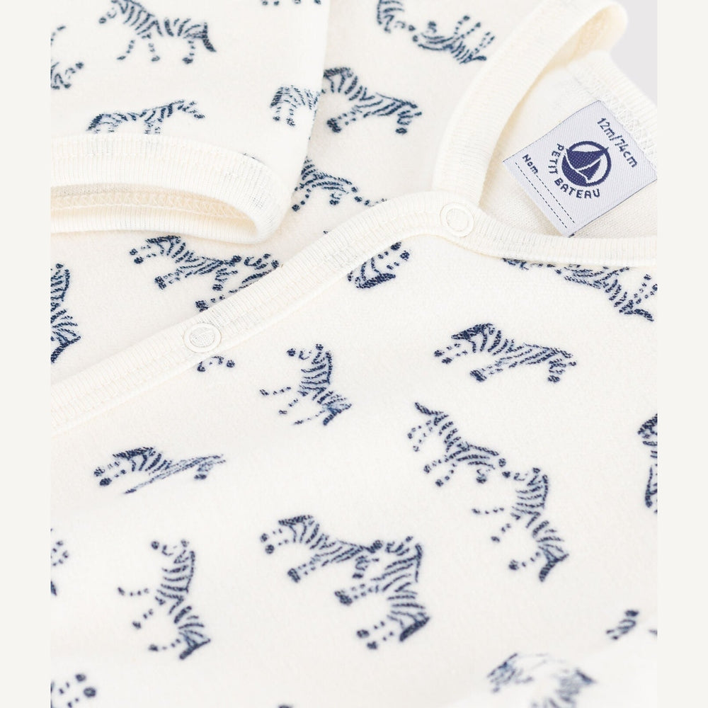 Pyjama bébé en velours Petit Bateau à imprimé zèbre