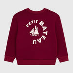 Petit Bateau Pull uni en coton pour enfants - rouge foncé