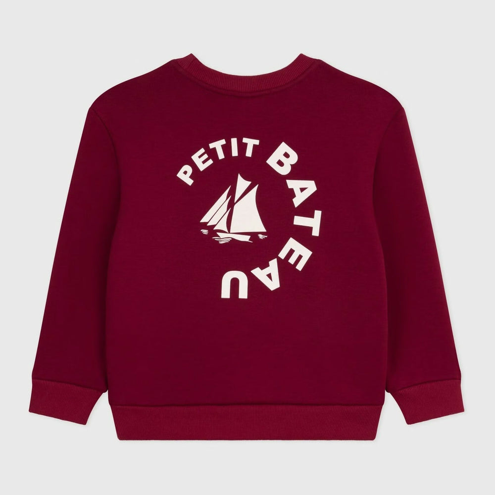 Petit Bateau Pull uni en coton pour enfants - rouge foncé