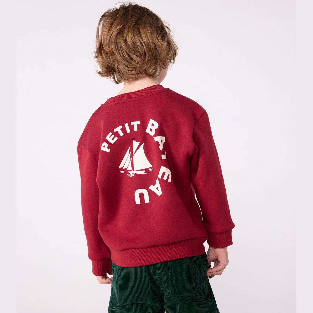 Pull en coton uni pour enfants - rouge foncé