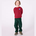 Petit Bateau Pull en coton uni pour enfants - rouge foncé