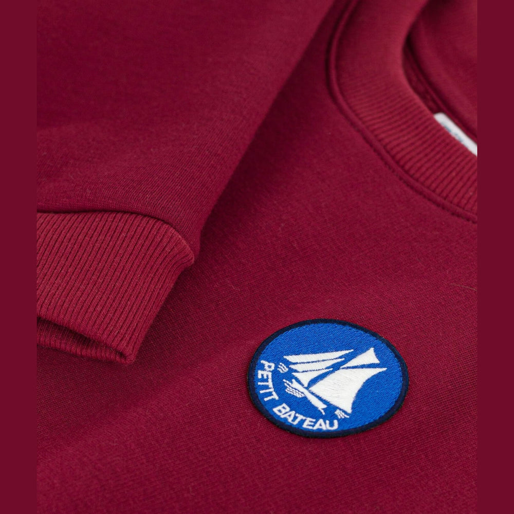 Pull en coton uni pour enfants - rouge foncé