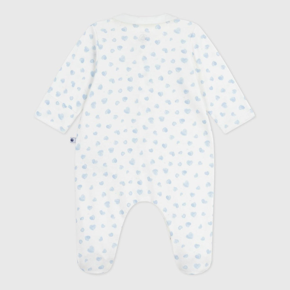 Petit Bateau Pyjama bébé en coton avec col - Cœurs bleus