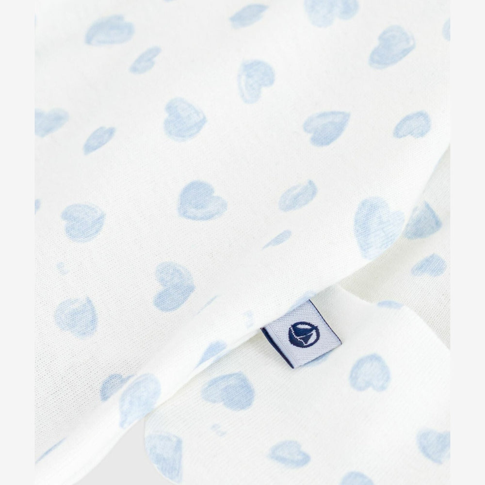 Pyjama bébé en coton avec col - petits cœurs bleus