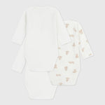 Petit Bateau Lot de 3 bodies en coton à manches longues - Oursons